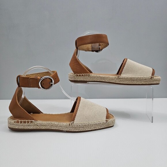 Rag & Bone Anteros Espadrille Women EU 38 Cotton Tan Ankle Strap Peep Toe Sandal - Picture 3 of 14